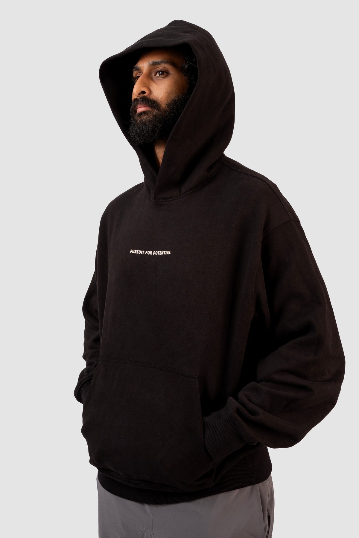 Off The Track Hoodie, unisex post-run hoodie, Black, by 42KM, photo 7