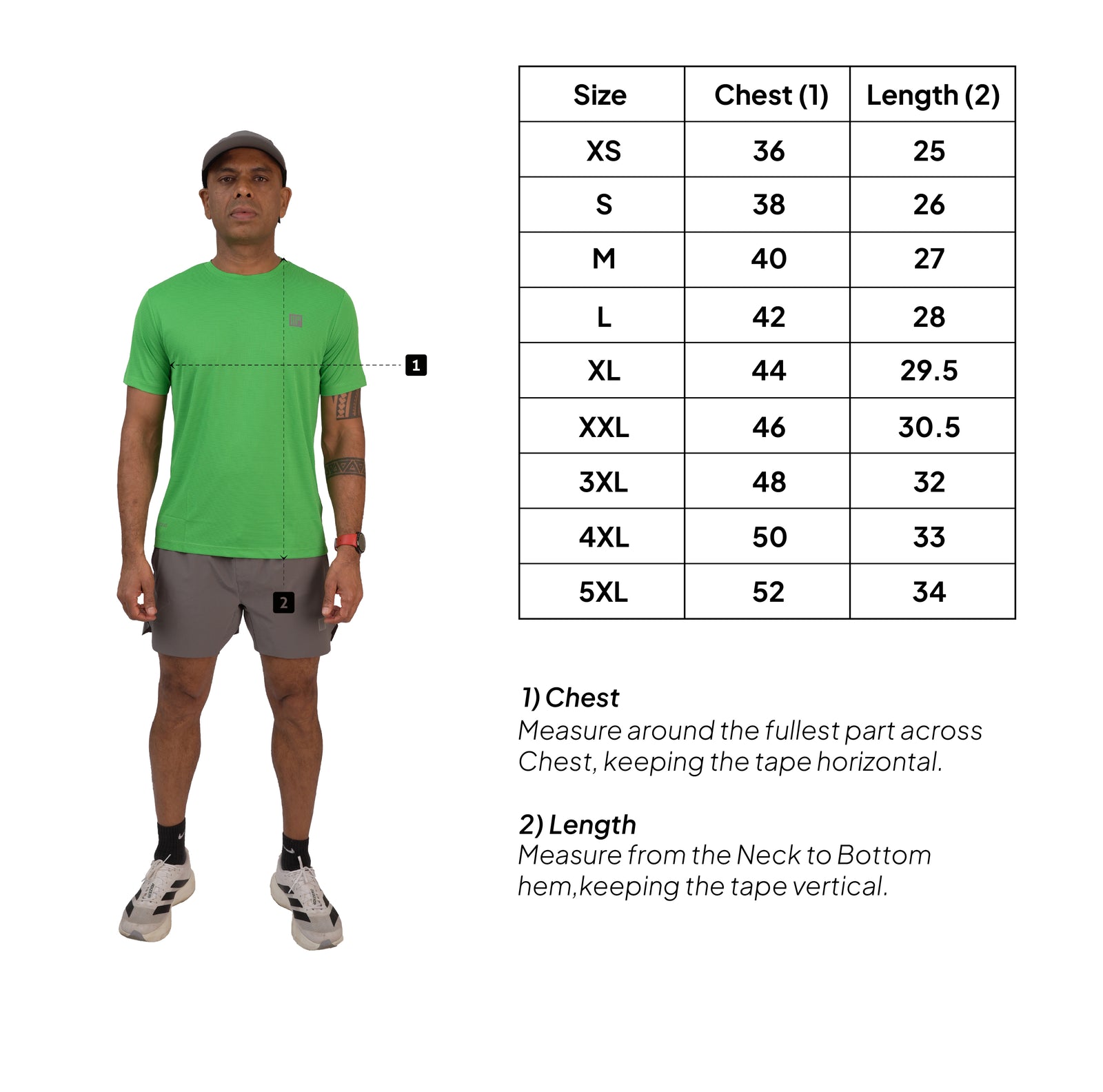 Active Tee – Size chart
