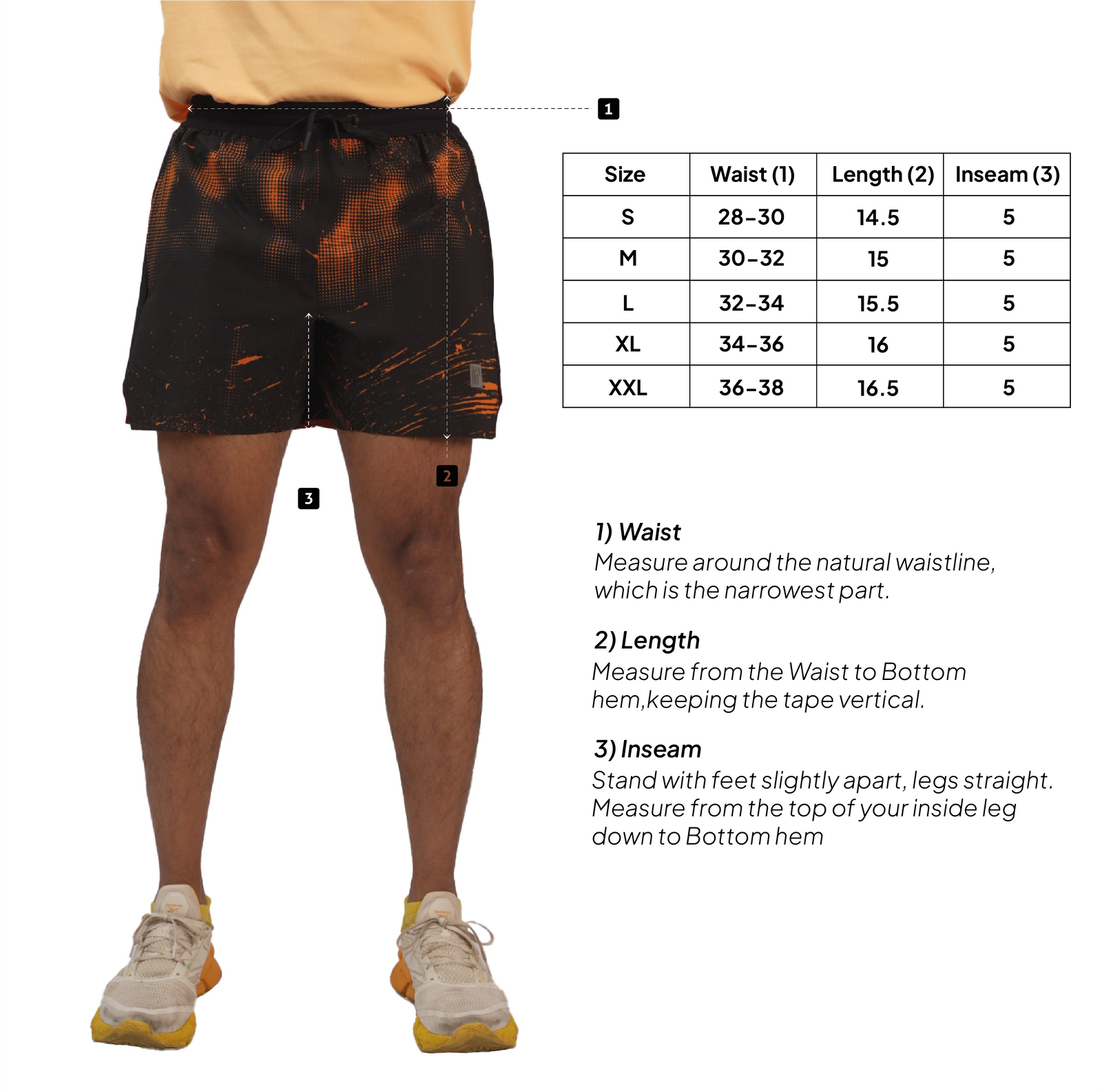 Cadence Shorts -Nebula Volt – Size chart