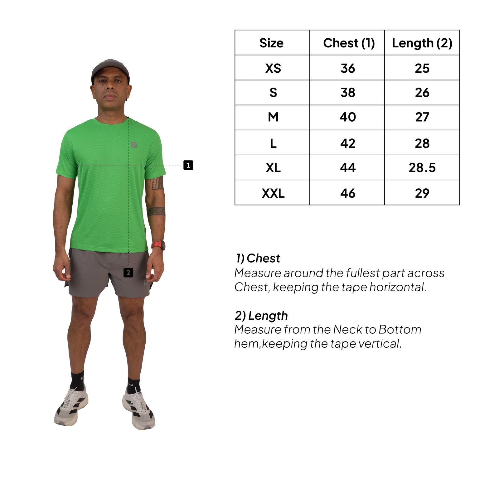 Long Sleeve Tee black – Size chart