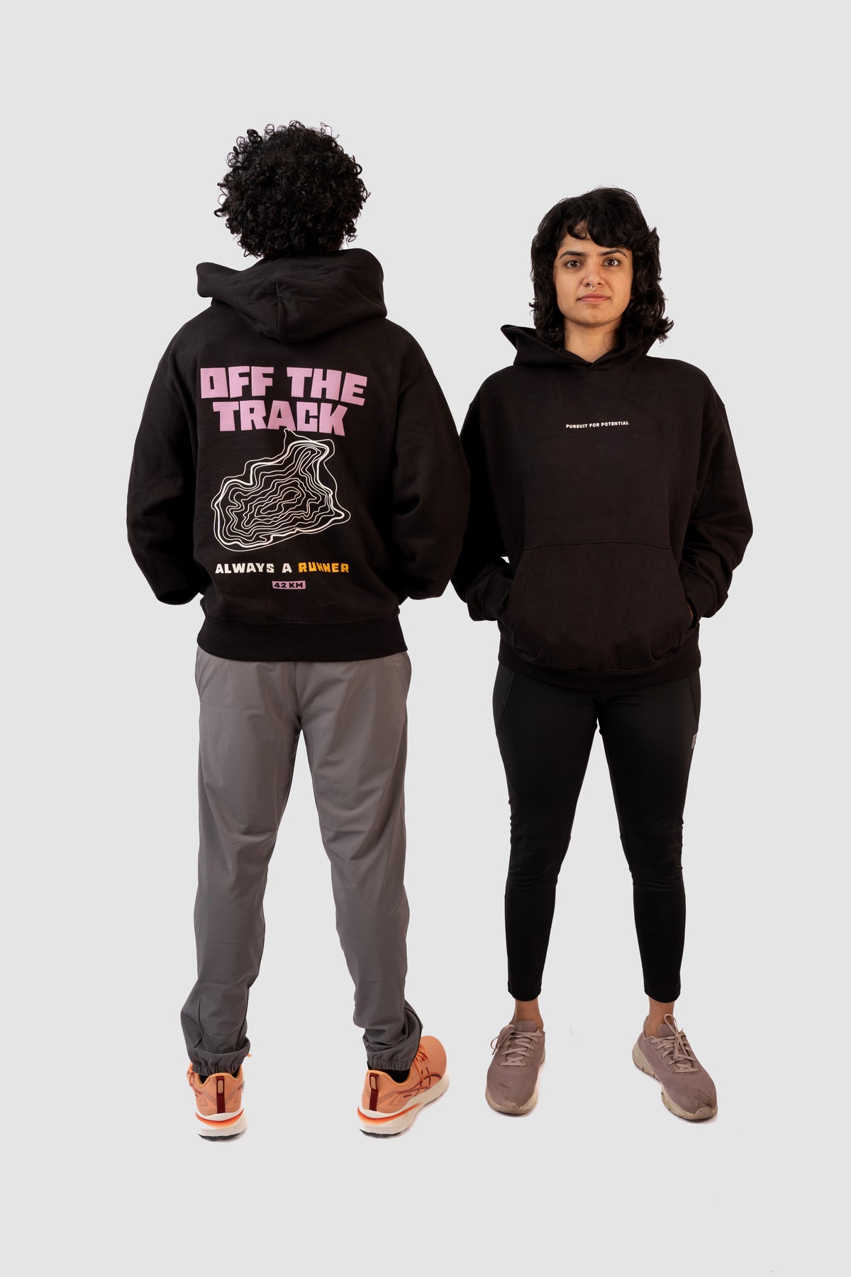 Off The Track Hoodie, unisex post-run hoodie, Black, by 42KM