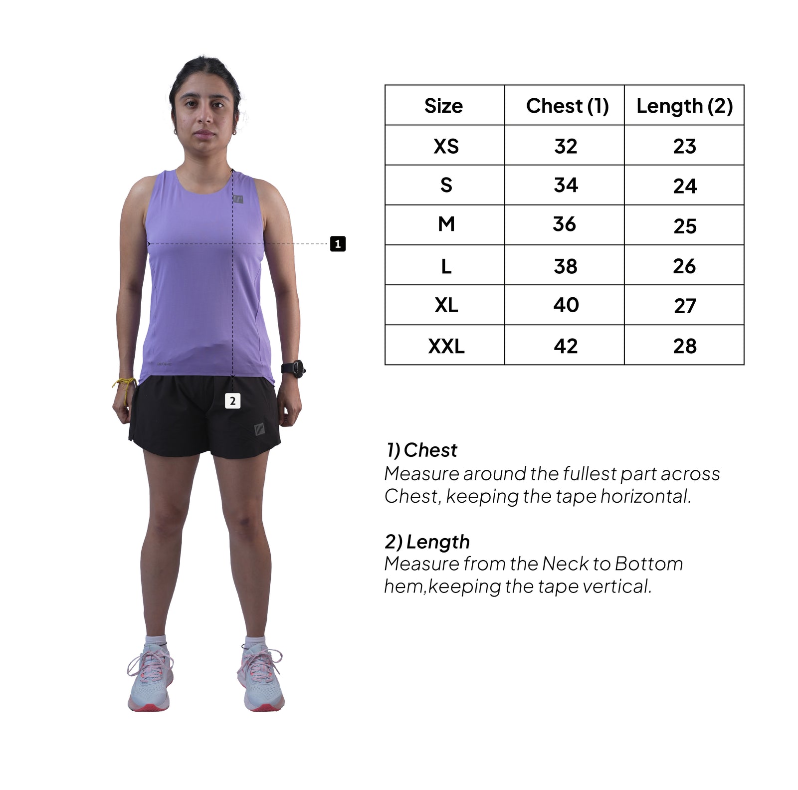 Women Performance Tank – Size chart